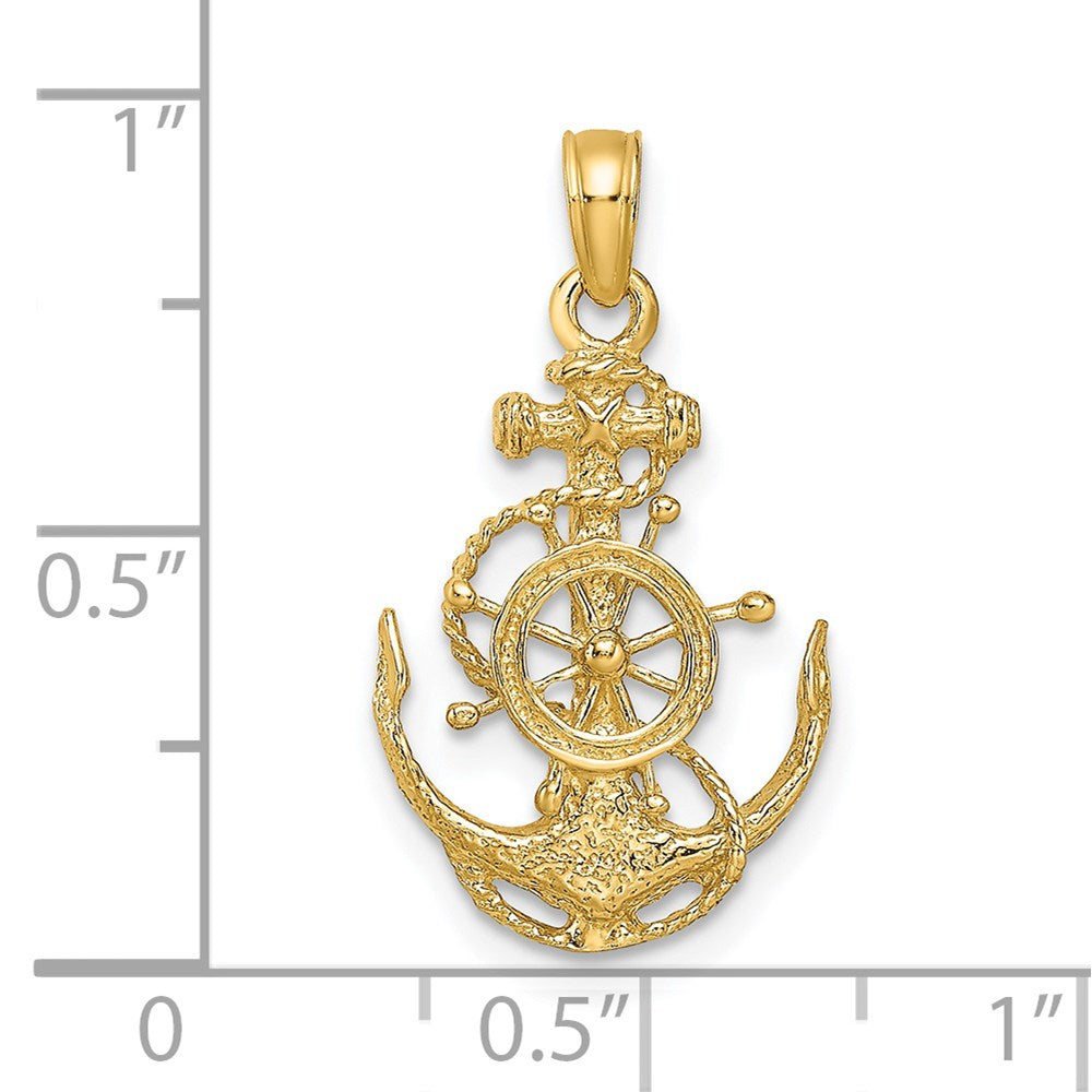 14k Yellow Gold 8 mm Small Anchor w/Wheel Pendant (1.15 grams)