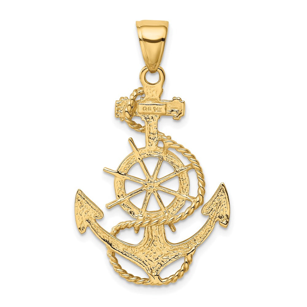 14k Yellow Gold 24 mm Large Anchor w/Wheel Pendant (3.35 grams)