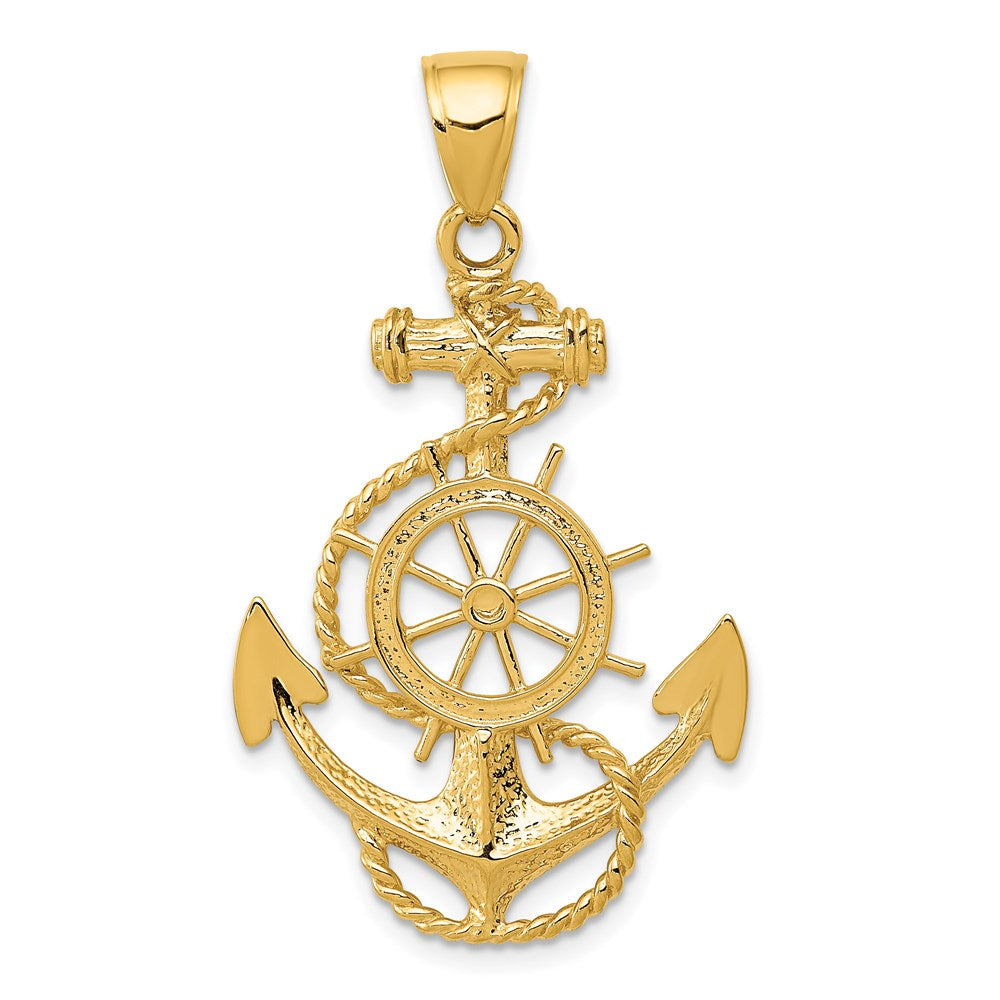 14k Yellow Gold 24 mm Large Anchor w/Wheel Pendant (3.35 grams)