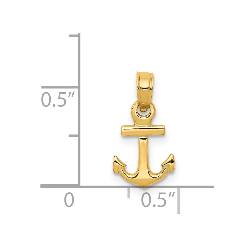 14k Yellow Gold 9 mm Mini Anchor Pendant (0.59 grams)