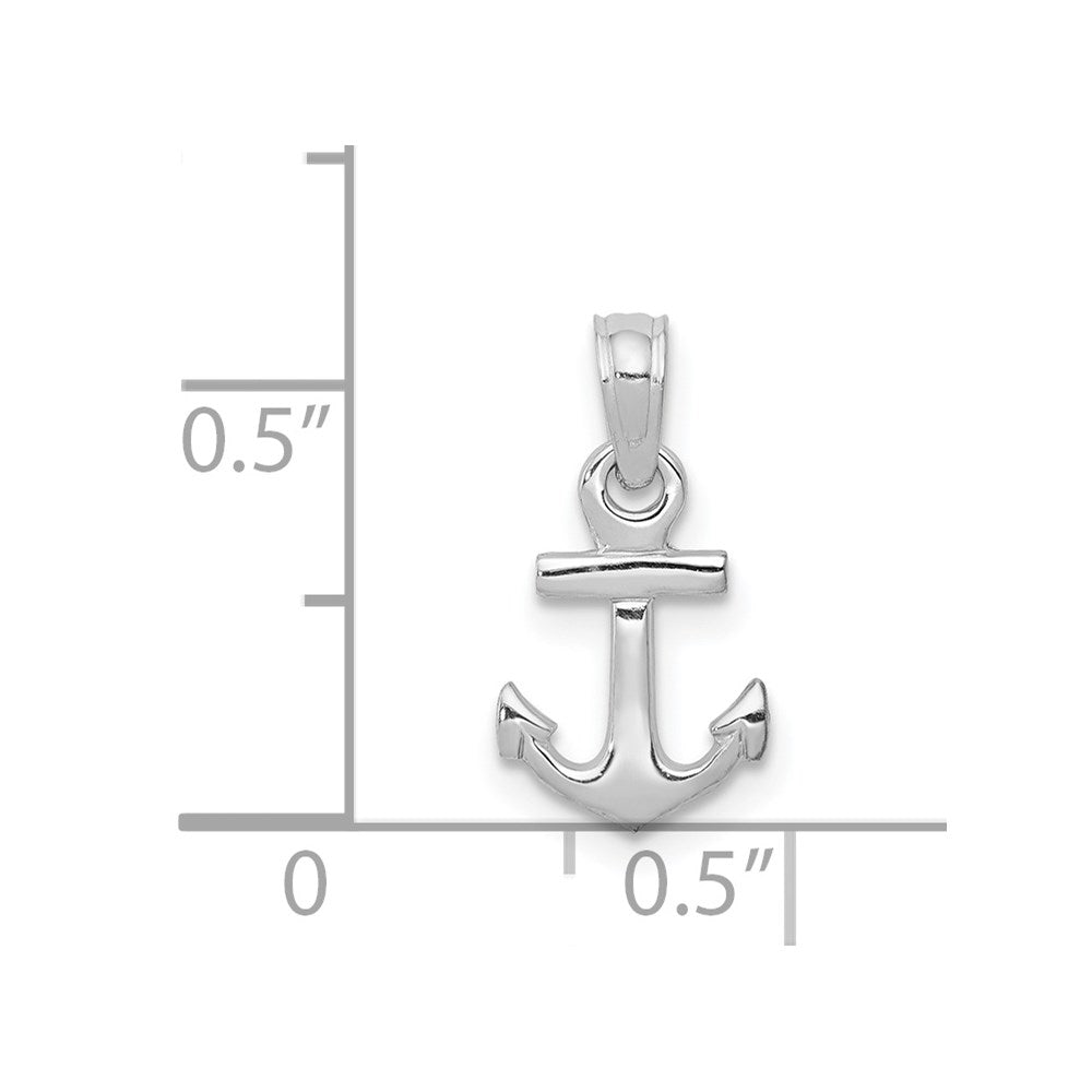 14k White Gold 8.05 mm Mini Anchor Pendant (0.57 grams)