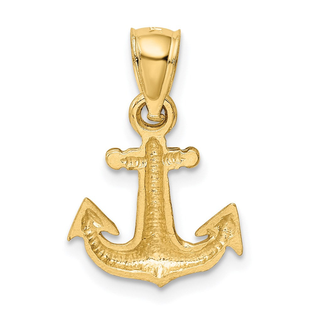 14k Yellow Gold 12 mm Diamond-cut Anchor Pendant (0.91 grams)