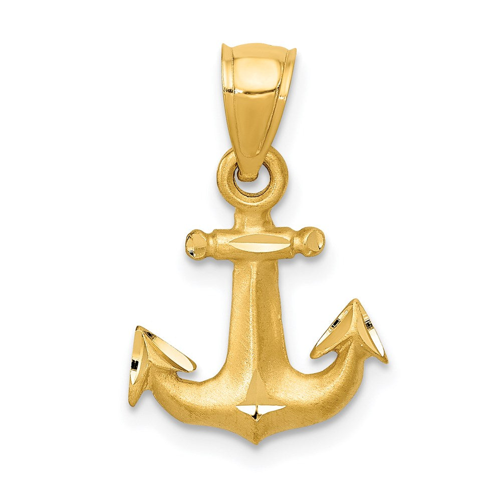 14k Yellow Gold 12 mm Diamond-cut Anchor Pendant (0.91 grams)