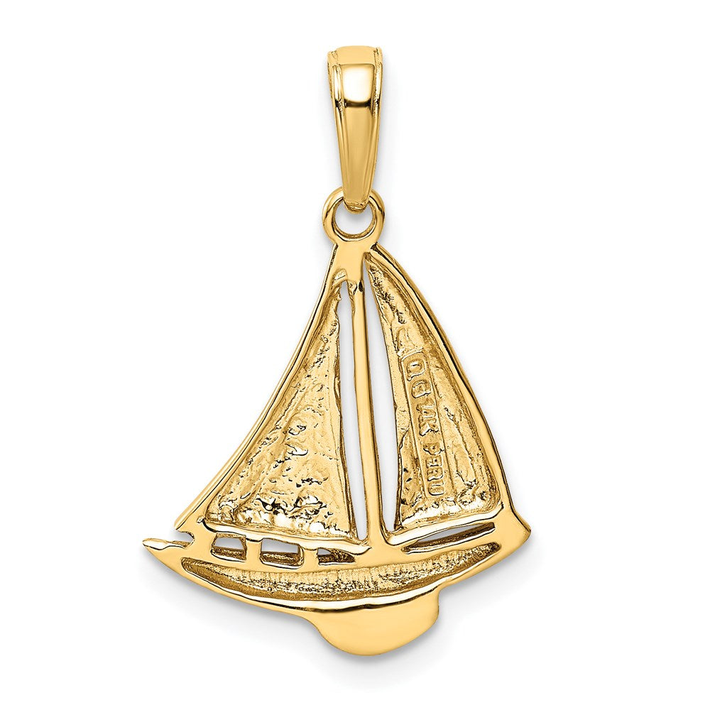 14k Yellow Gold 16 mm Sailboat Pendant (1.61 grams)