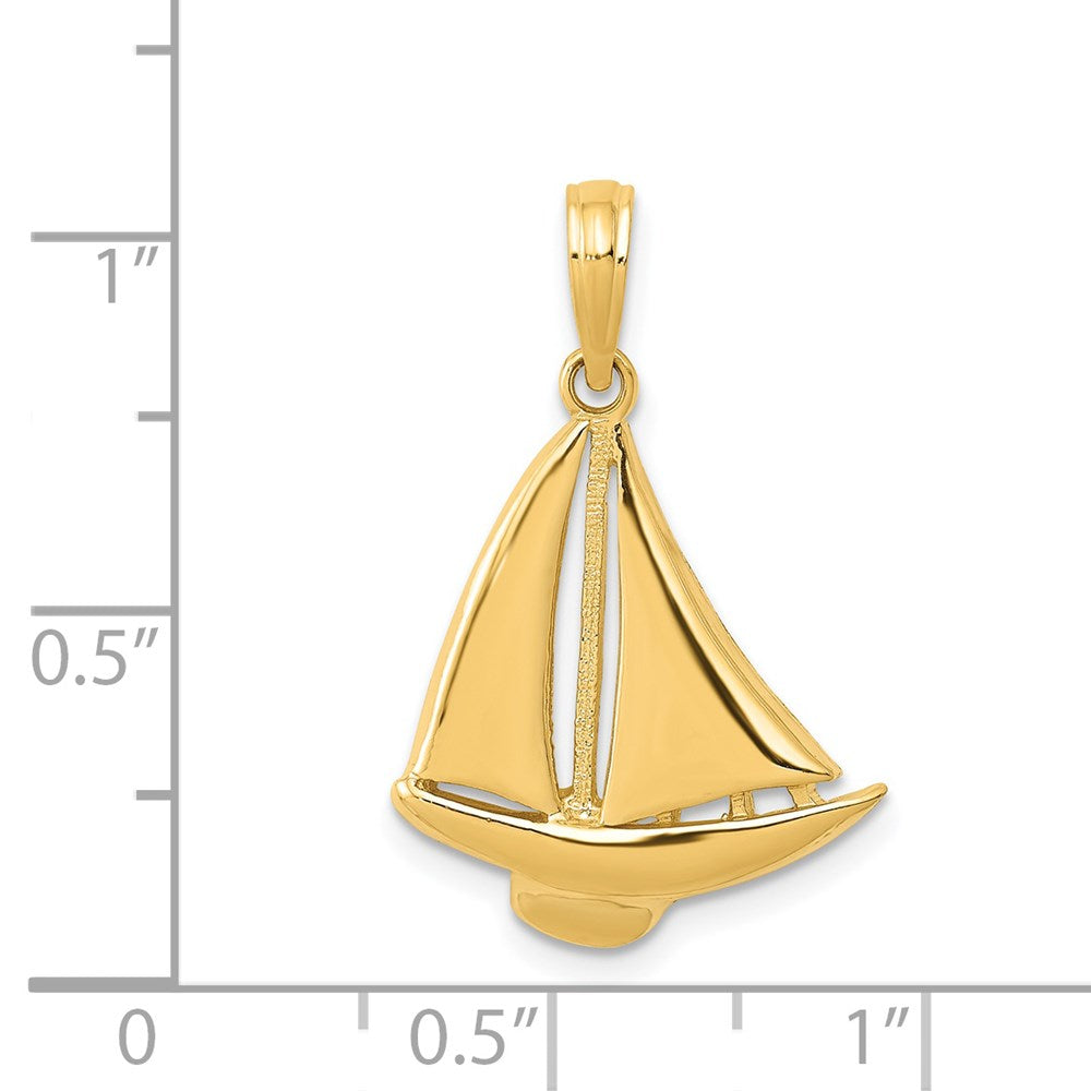 14k Yellow Gold 16 mm Sailboat Pendant (1.61 grams)