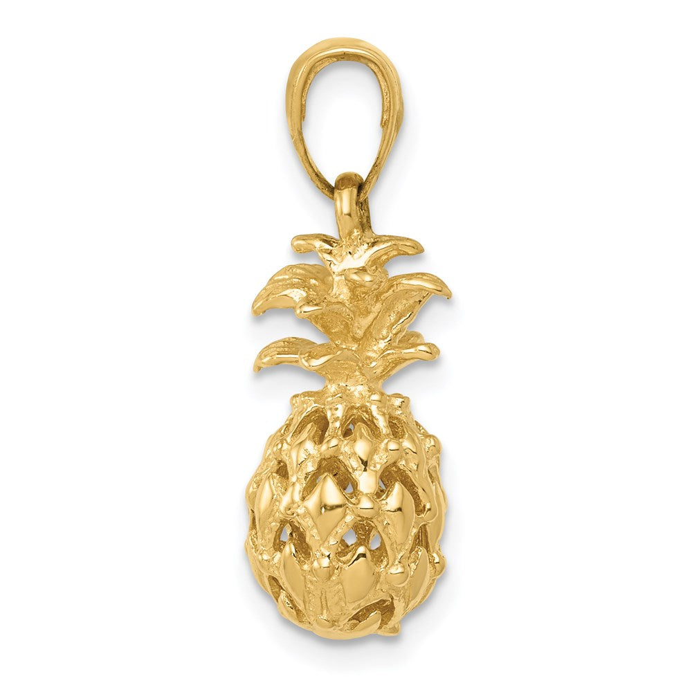 14k Yellow Gold 8 mm 3D Cut-out Pineapple Pendant (2.87 grams)