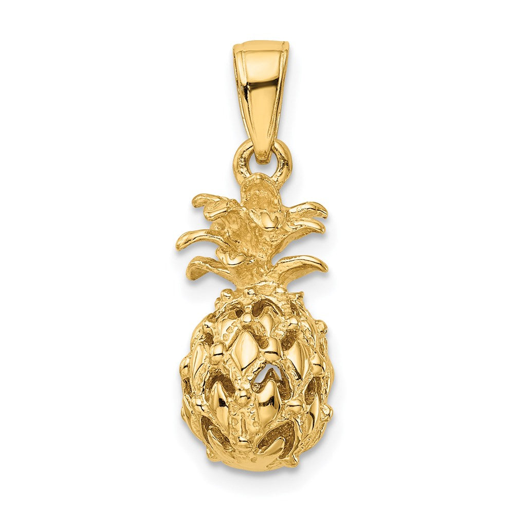 14k Yellow Gold 8 mm 3D Cut-out Pineapple Pendant (2.87 grams)