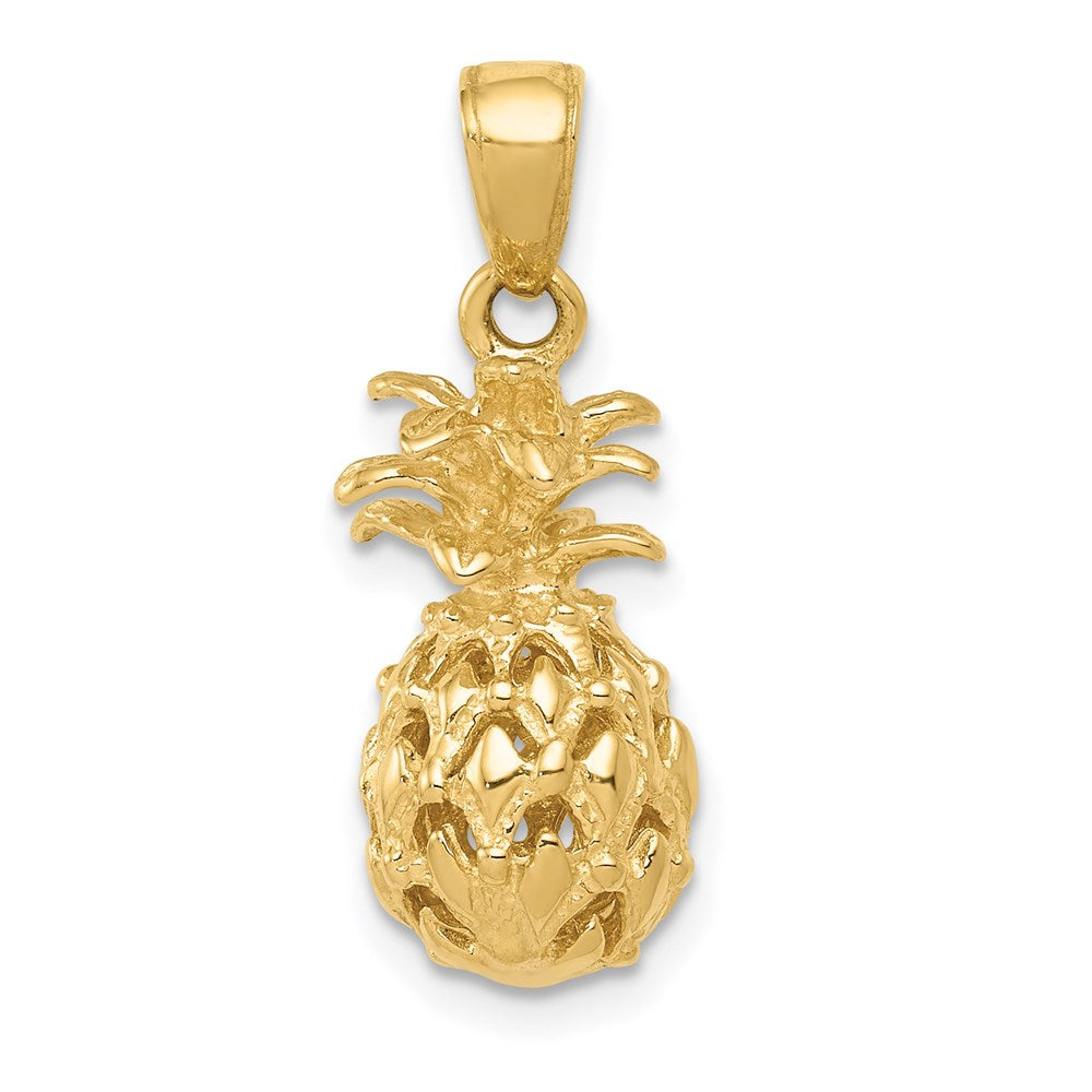 14k Yellow Gold 8 mm 3D Cut-out Pineapple Pendant (2.87 grams)