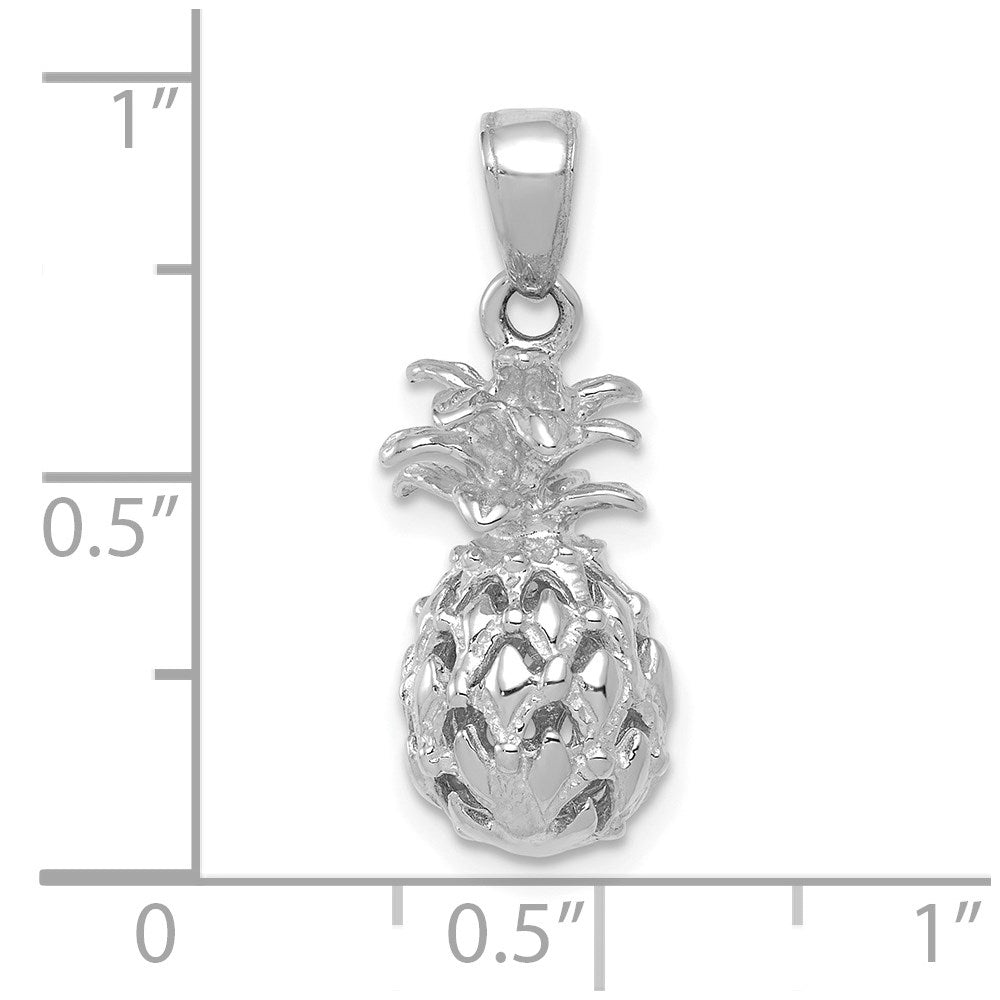 14k White Gold 8 mm  3D Cut-out Pineapple Pendant (2.92 grams)