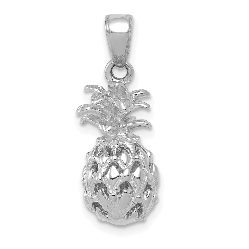 14k White Gold 8 mm  3D Cut-out Pineapple Pendant (2.92 grams)