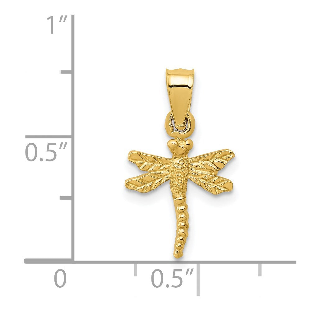 14k Yellow Gold 10 mm Dragonfly Pendant (0.46 grams)