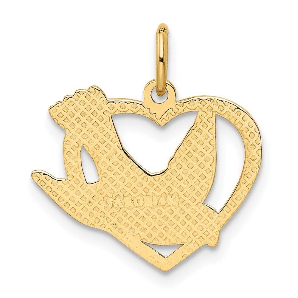 14k Yellow Gold 18.5 mm Peace Bird Charm (1.08 grams)