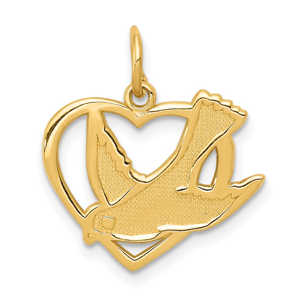 14k Yellow Gold 18.5 mm Peace Bird Charm (1.08 grams)