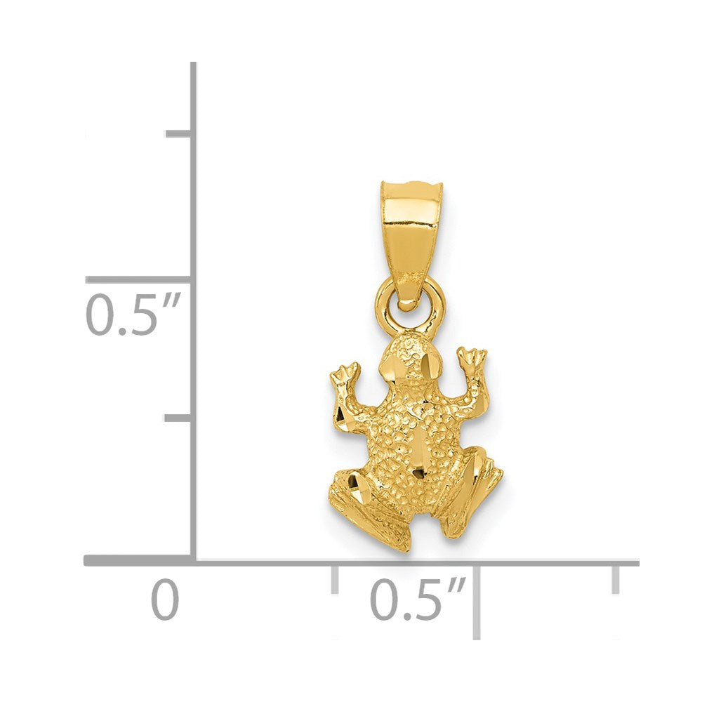 14k Yellow Gold 8 mm Diamond-cut Frog Pendant (0.53 grams)