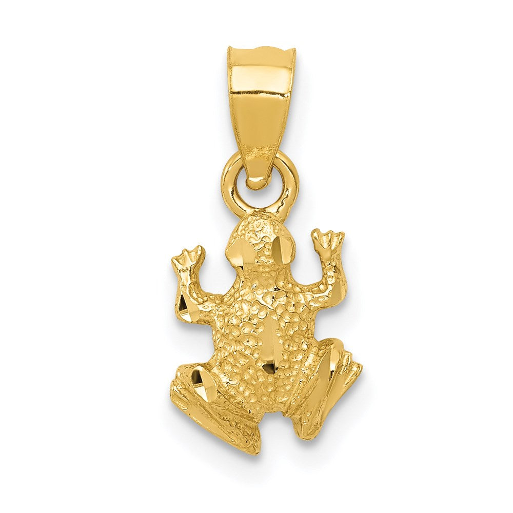 14k Yellow Gold 8 mm Diamond-cut Frog Pendant (0.53 grams)