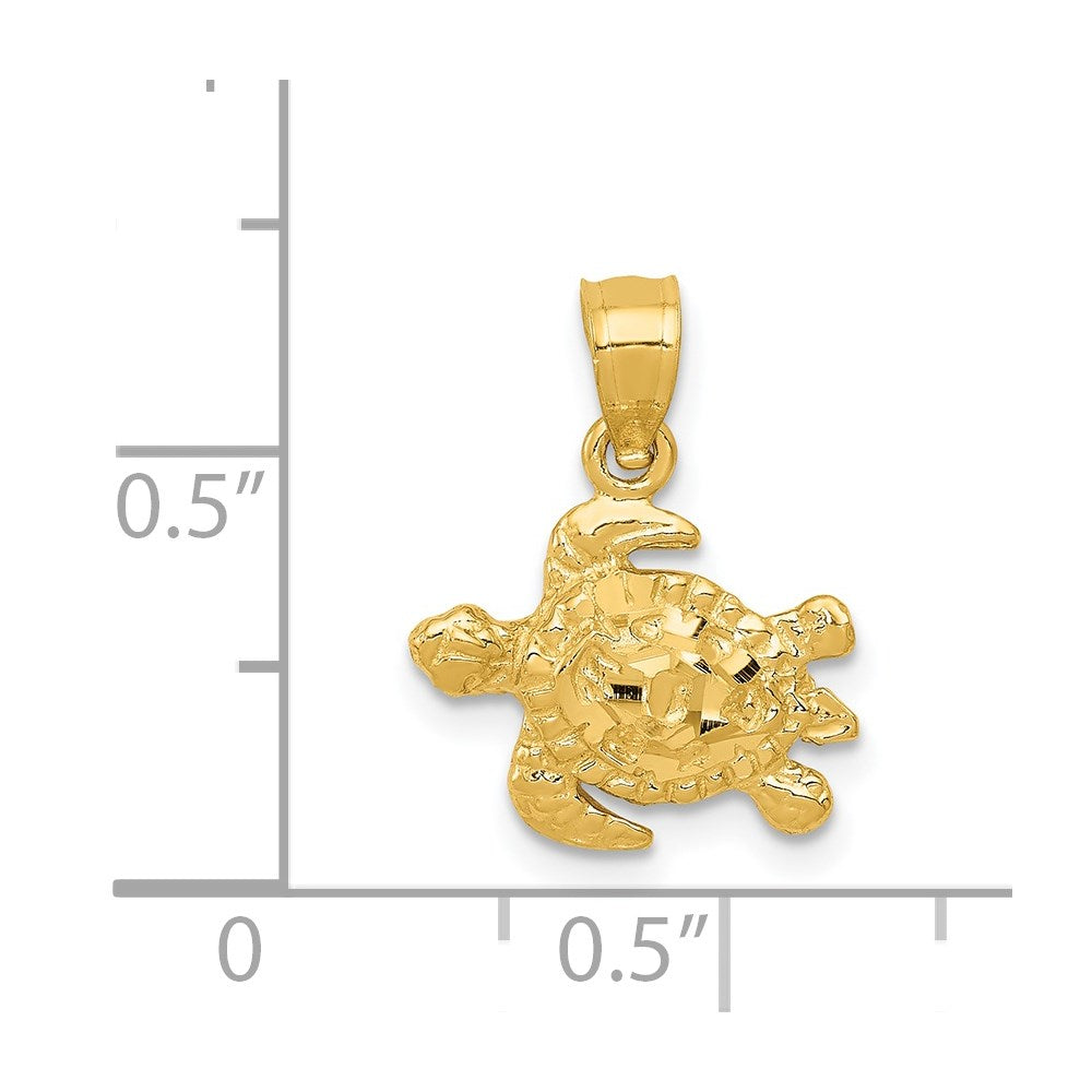 14k Yellow Gold 13 mm Turtle Pendant (0.92 grams)