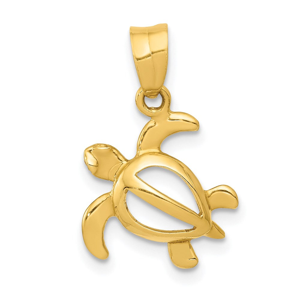 14k Yellow Gold 13 mm Open Turtle Pendant (0.76 grams)