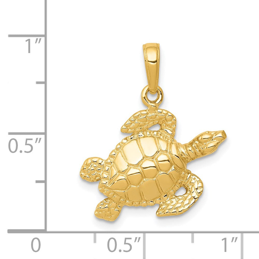 14k Yellow Gold 19.8 mm Sea Turtle Pendant (1.98 grams)