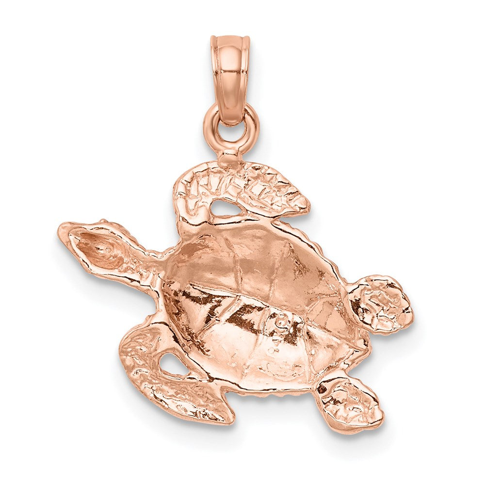 14k Rose Gold 19.8 mm Textured Sea Turtle Charm (2.11 grams)