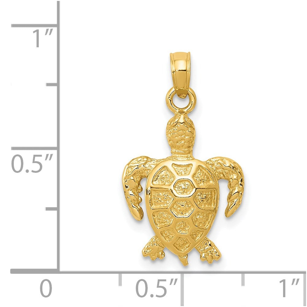 14k Yellow Gold 13 mm Sea Turtle Pendant (1.53 grams)