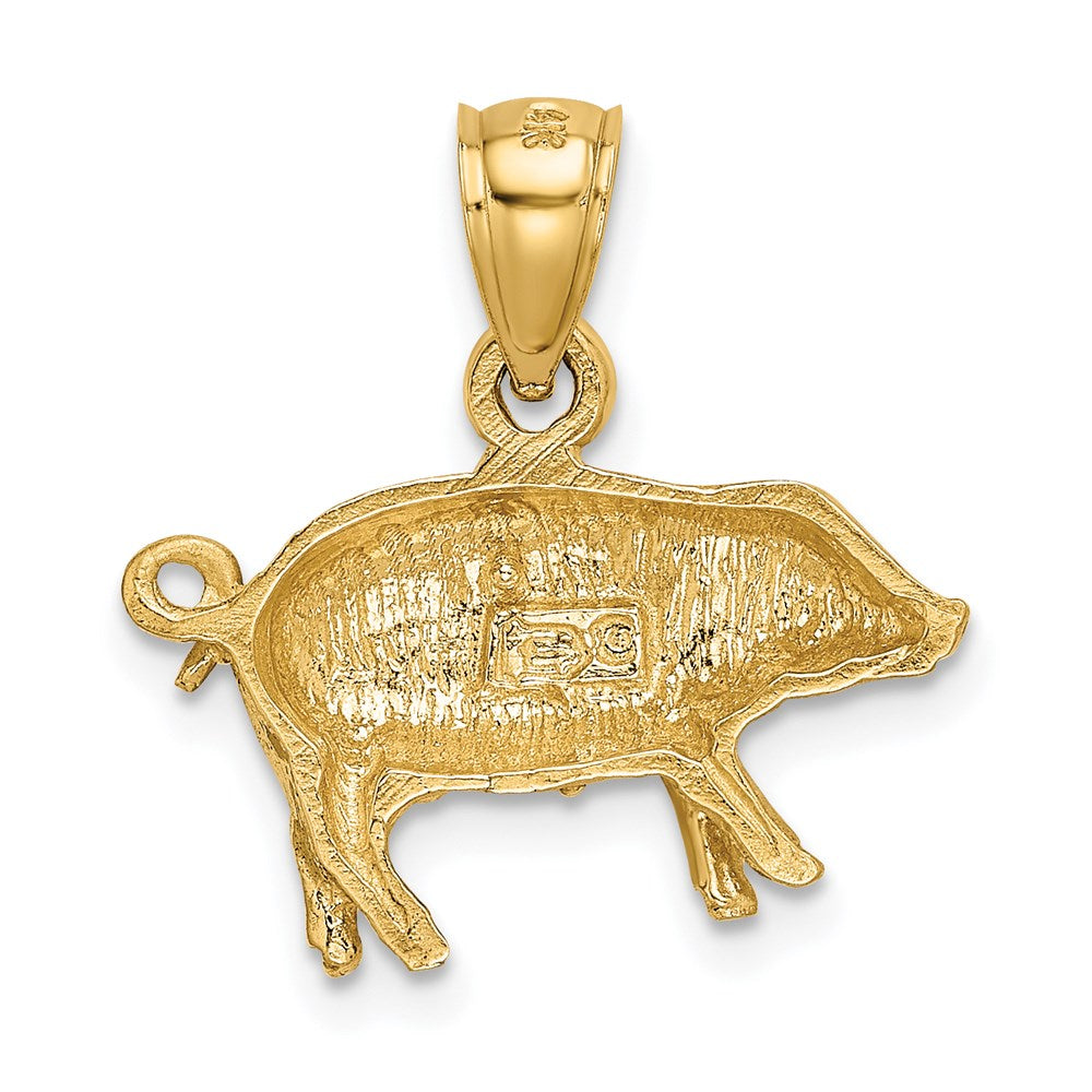 14k Yellow Gold 19 mm Diamond-cut Pig Pendant (1.72 grams)