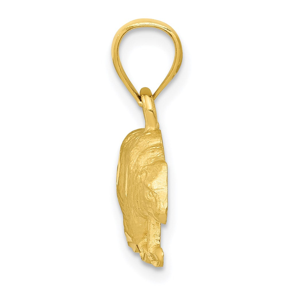 14k Yellow Gold 19 mm Diamond-cut Bear Pendant