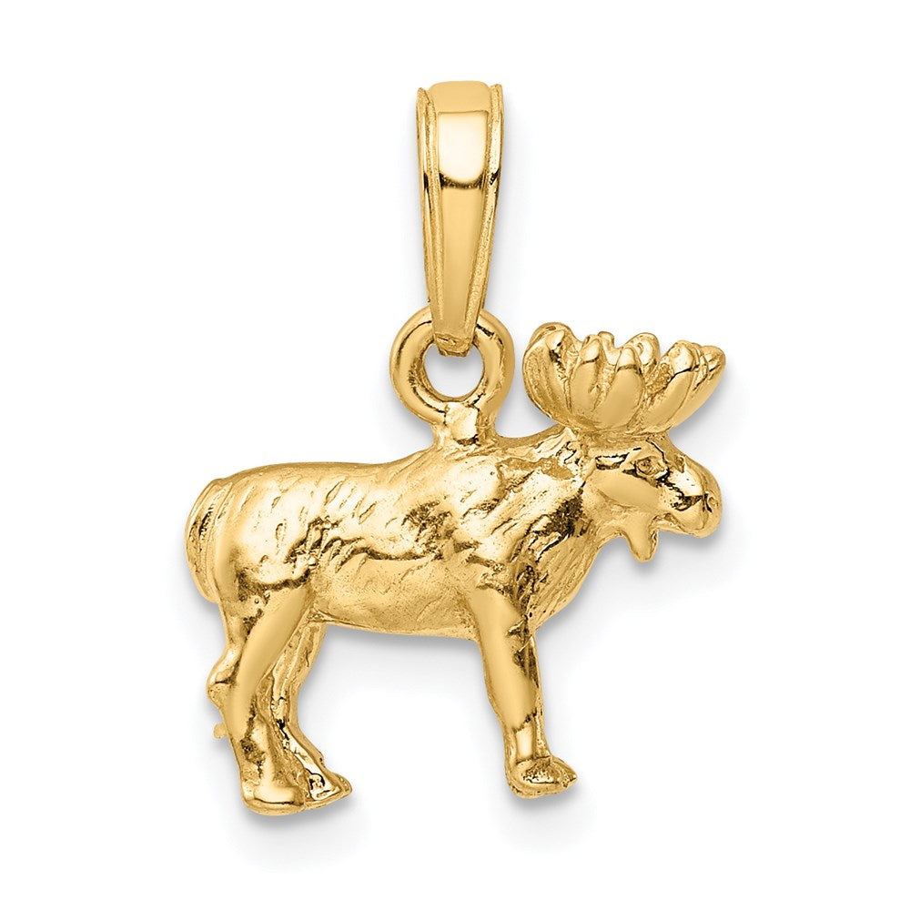 14k Yellow Gold 14 mm 3-D Moose Pendant (2.08 grams)