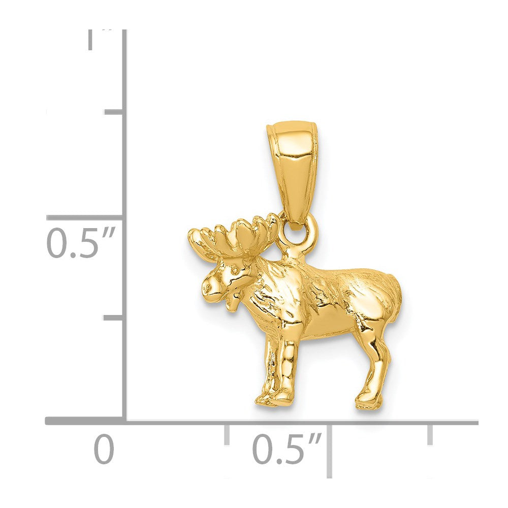 14k Yellow Gold 14 mm 3-D Moose Pendant (2.08 grams)
