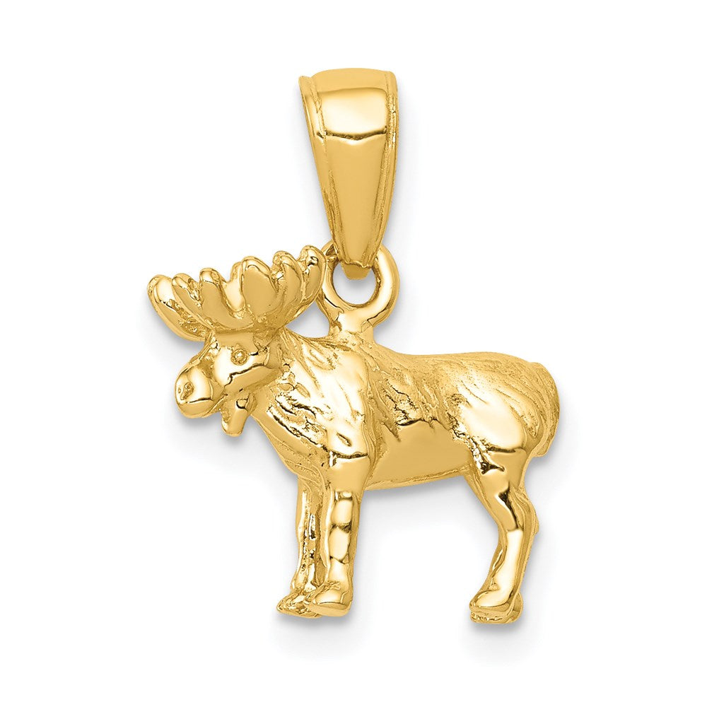 14k Yellow Gold 14 mm 3-D Moose Pendant (2.08 grams)