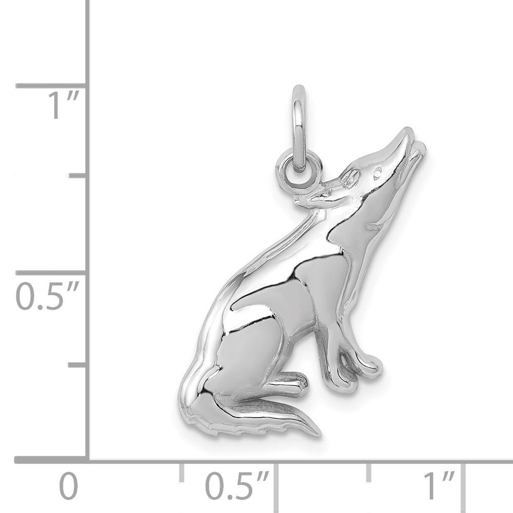 14k White Gold 13 mm Wolf Charm (1.2 grams)