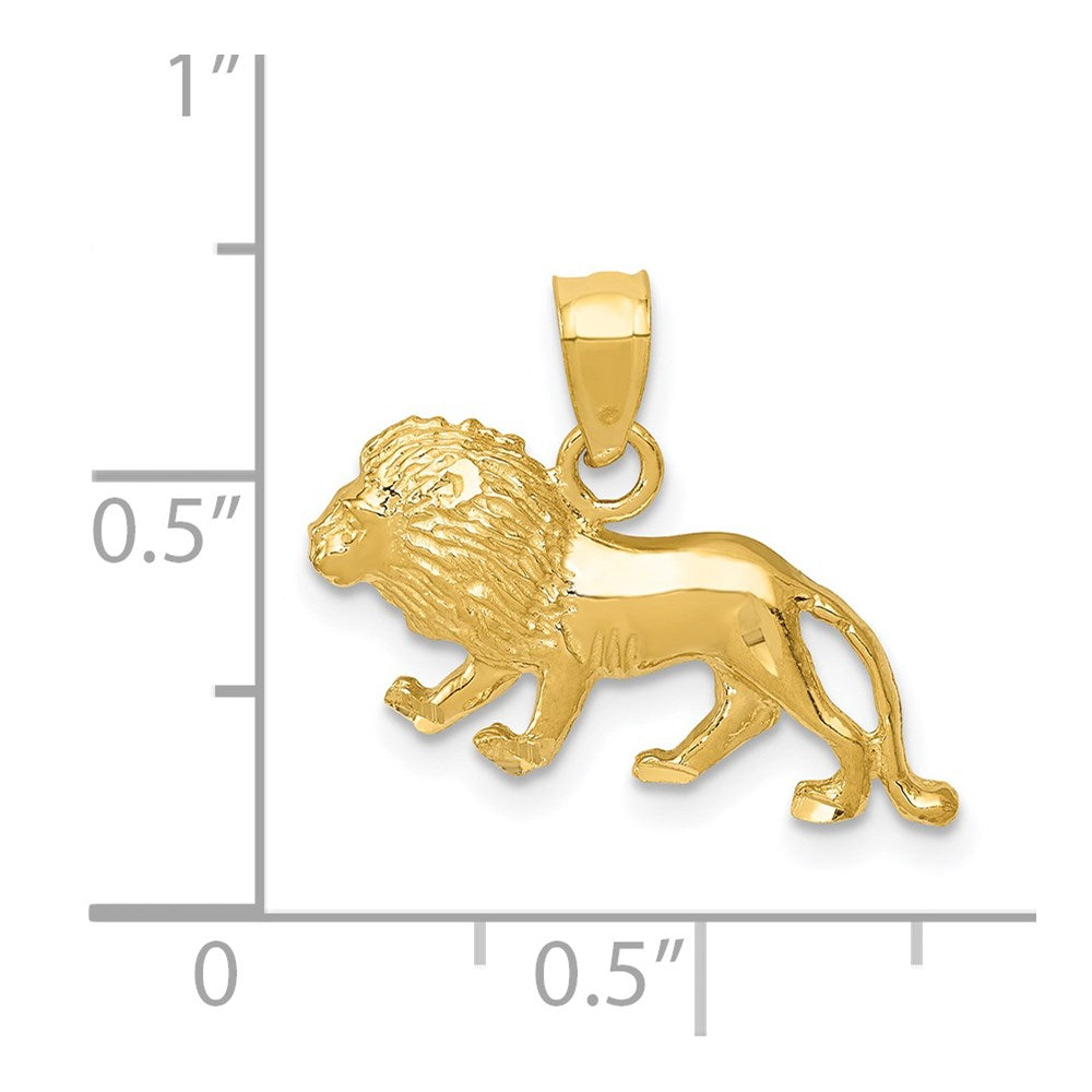 14k Yellow Gold 20 mm Diamond-cut Lion Pendant (1.11 grams)