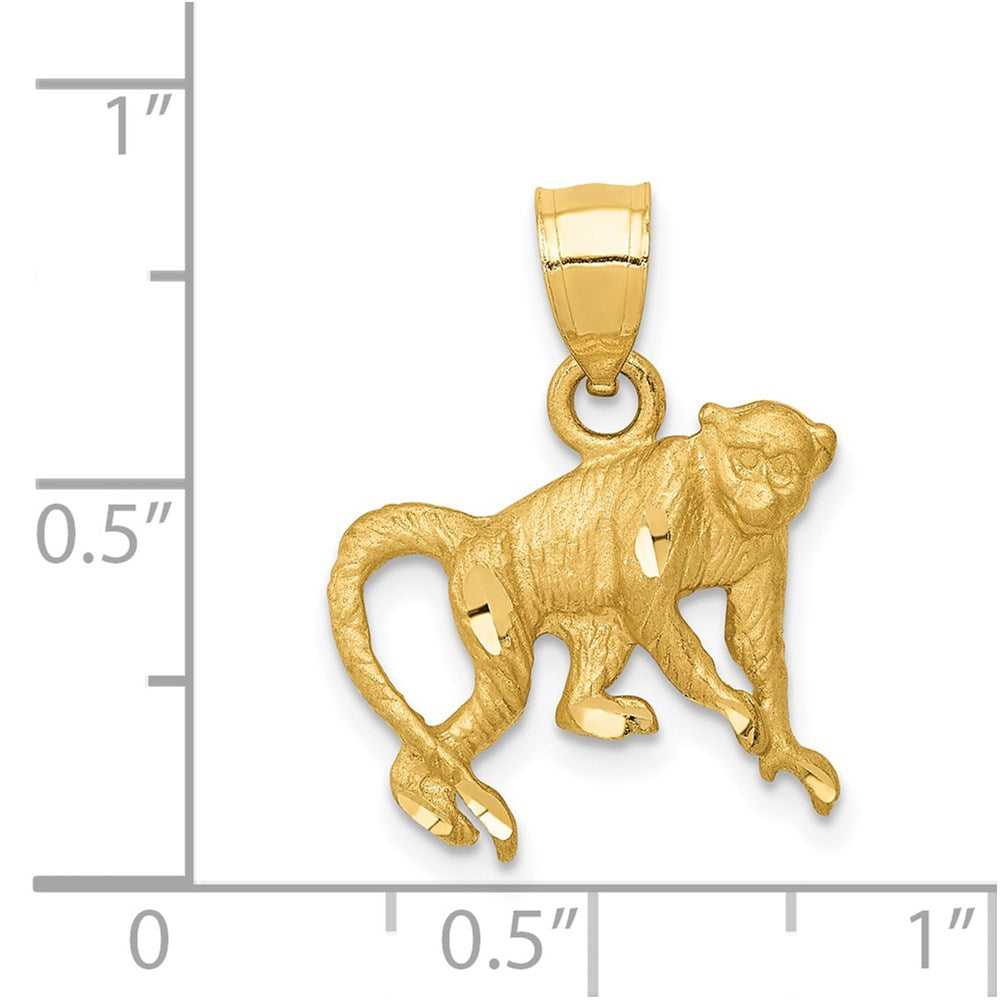 14k Yellow Gold 17 mm Diamond-cut Monkey Pendant (1.87 grams)