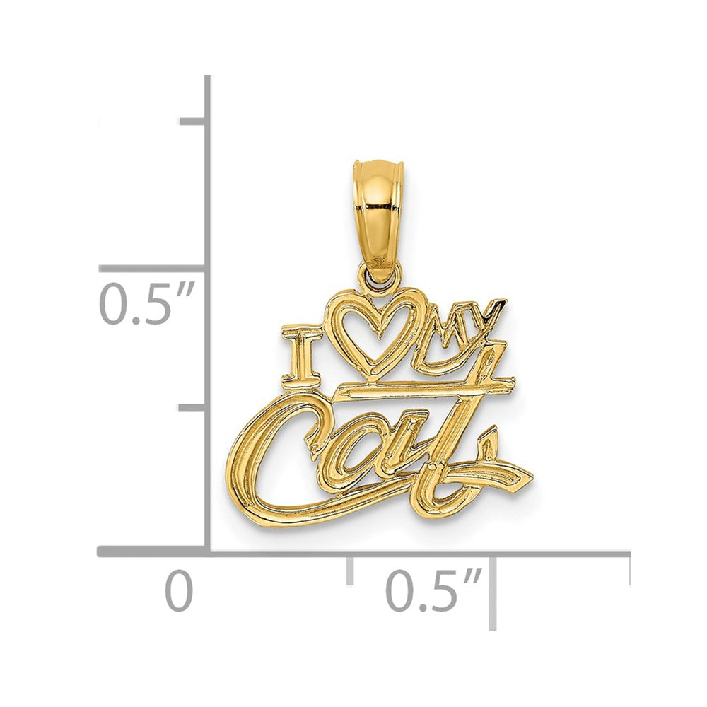 14k Yellow Gold 13.3 mm I HEART MY CAT Charm (0.47 grams)