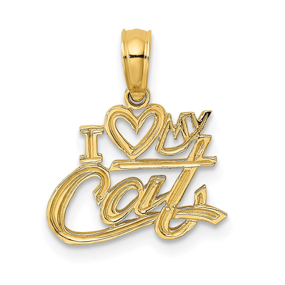 14k Yellow Gold 13.3 mm I HEART MY CAT Charm (0.47 grams)