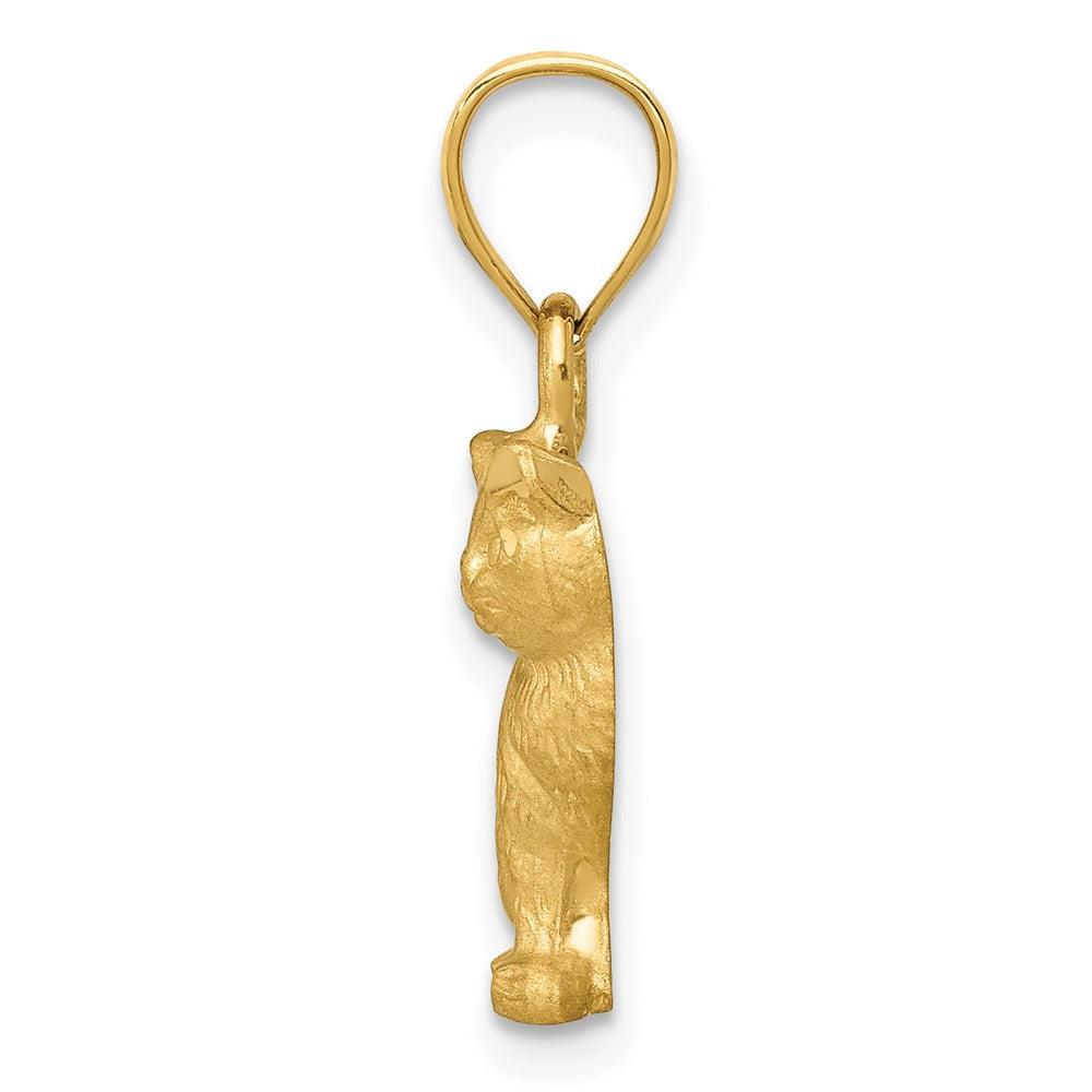 14k Yellow Gold 10 mm Diamond-cut Cat Pendant (1.43 grams)