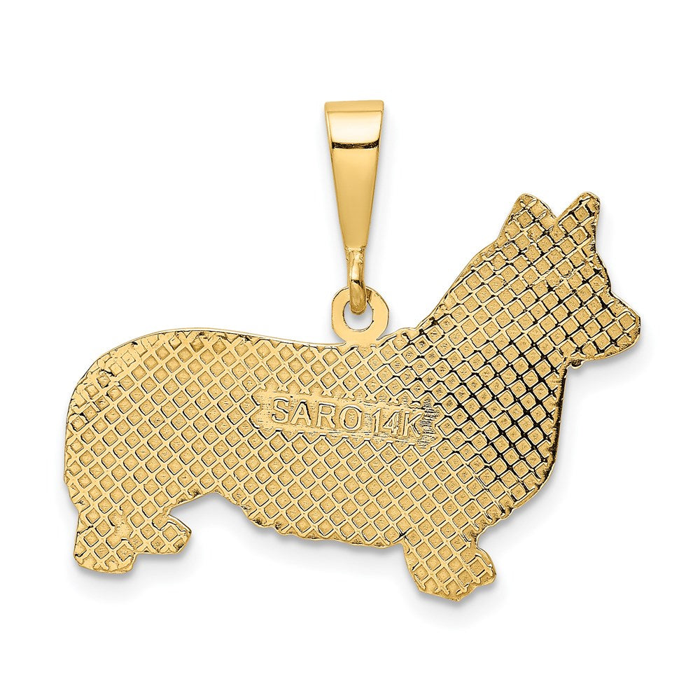 14k Yellow Gold 28 mm Welsh Corgi Pendant (2.24 grams)