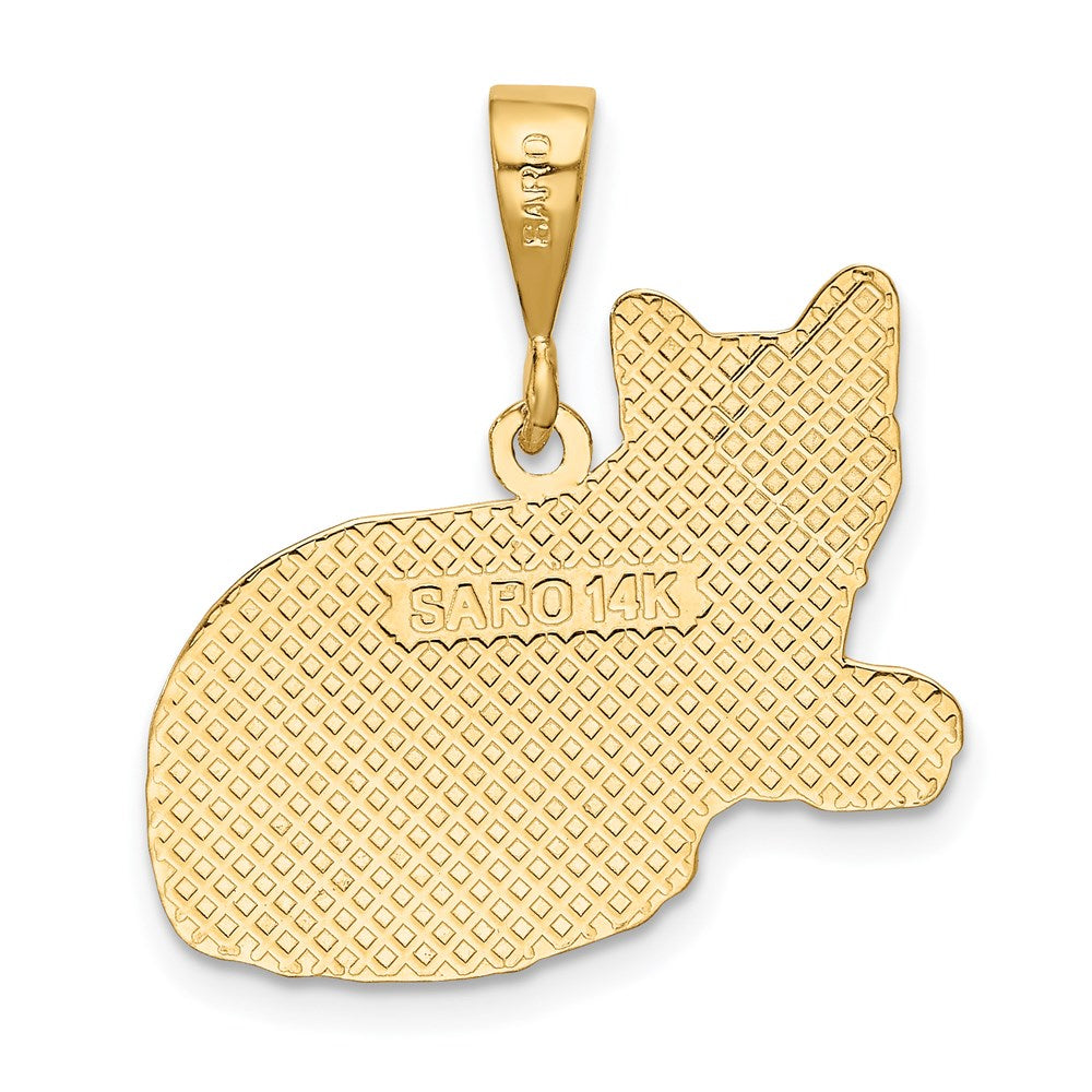 14k Yellow Gold 23 mm Russian Blue Cat Pendant (2.74 grams)