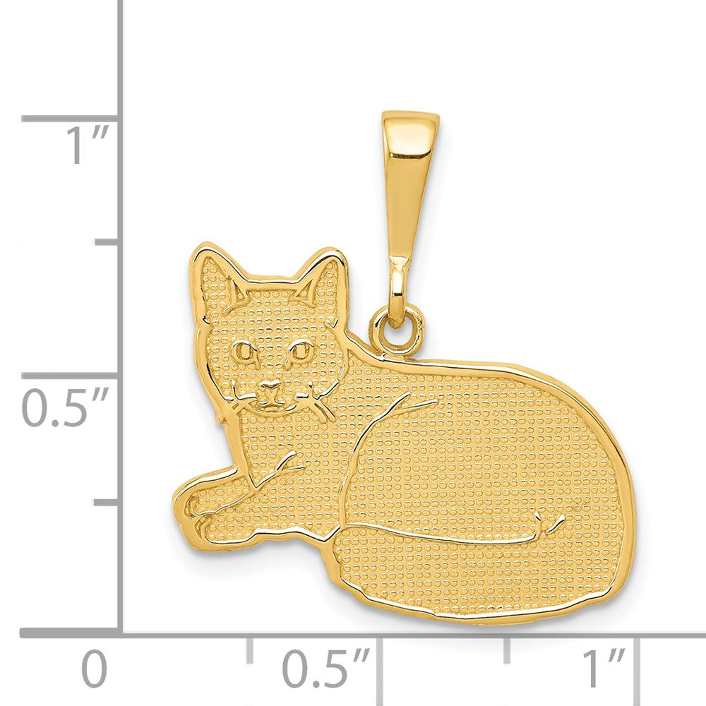 14k Yellow Gold 23 mm Russian Blue Cat Pendant (2.74 grams)