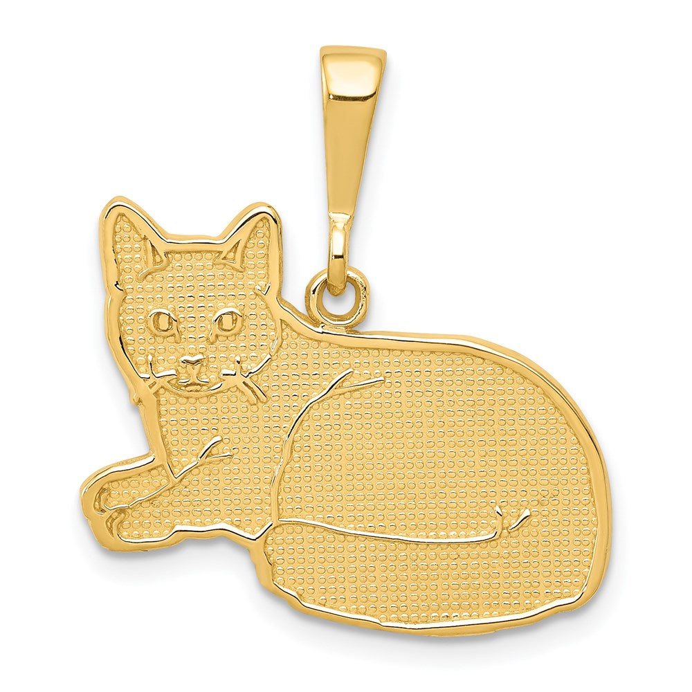 14k Yellow Gold 23 mm Russian Blue Cat Pendant (2.74 grams)