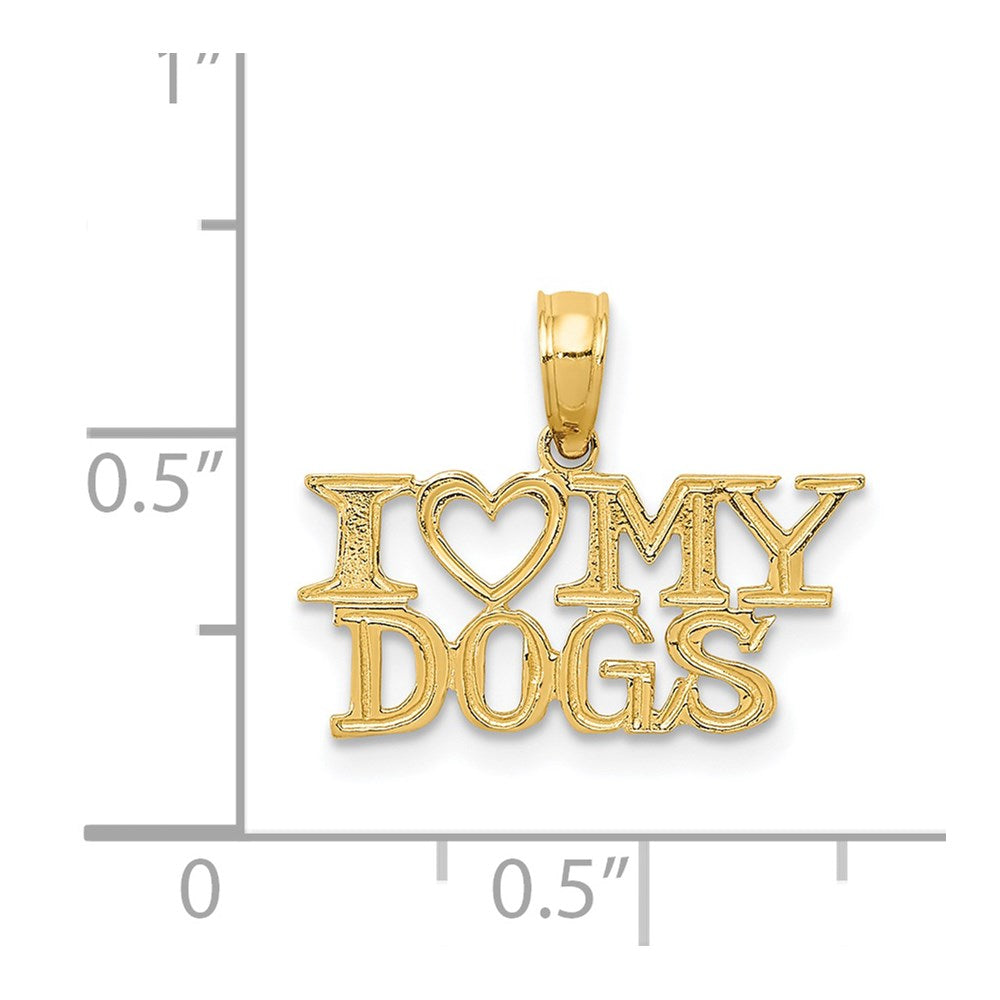 14k Yellow Gold 18 mm I HEART MY DOGS Pendant (0.65 grams)