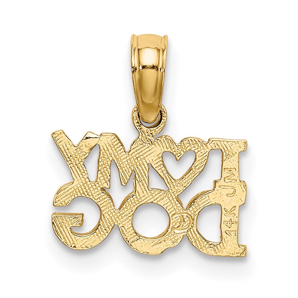 14k Yellow Gold 11.5 mm I HEART MY DOG Charm (0.59 grams)