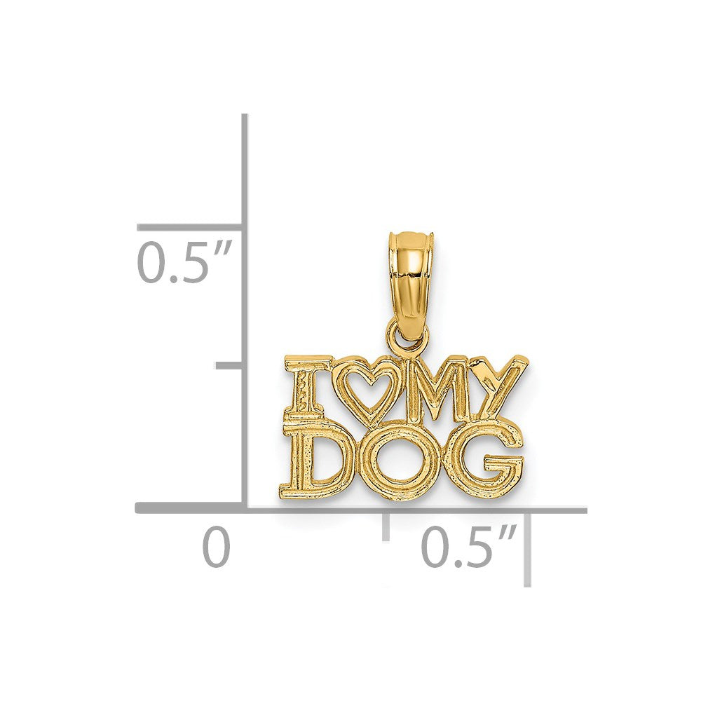 14k Yellow Gold 11.5 mm I HEART MY DOG Charm (0.59 grams)