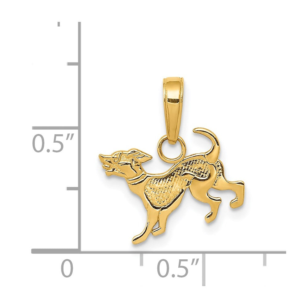 14k Yellow Gold 13 mm Dog Pendant (0.64 grams)