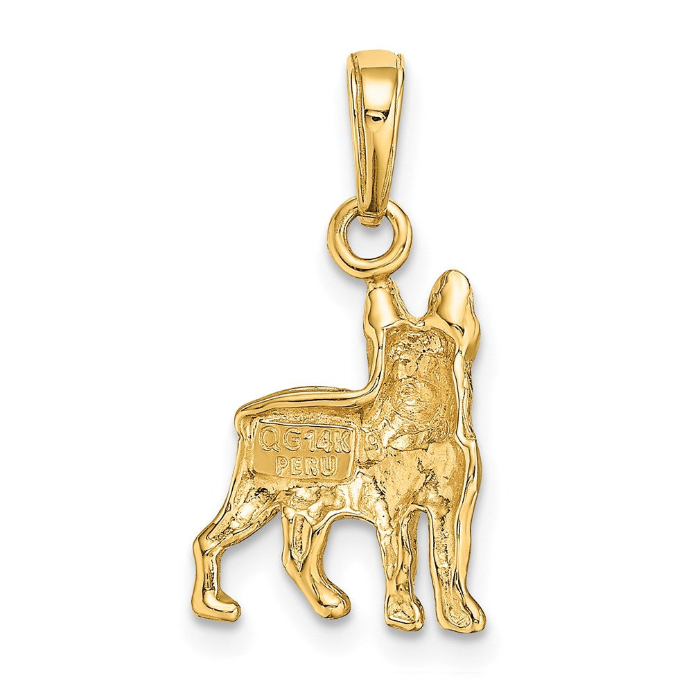 14k Yellow Gold 13 mm Boston Terrier Dog Pendant (1.57 grams)