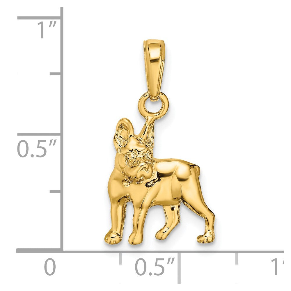 14k Yellow Gold 13 mm Boston Terrier Dog Pendant (1.57 grams)