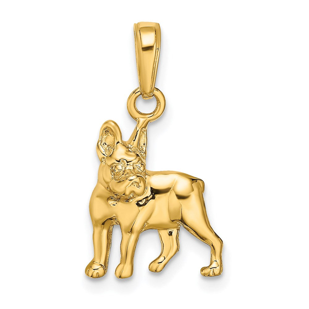 14k Yellow Gold 13 mm Boston Terrier Dog Pendant (1.57 grams)