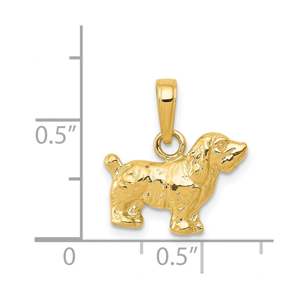 14k Yellow Gold 15 mm Cocker Spaniel Dog Pendant (1.26 grams)