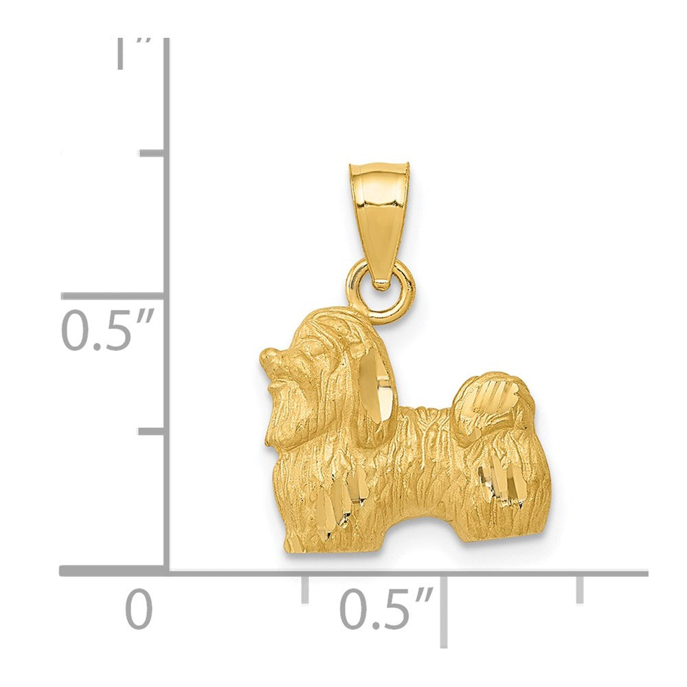 14k Yellow Gold 13 mm Diamond-cut Shih Tzu Pendant (1.17 grams)