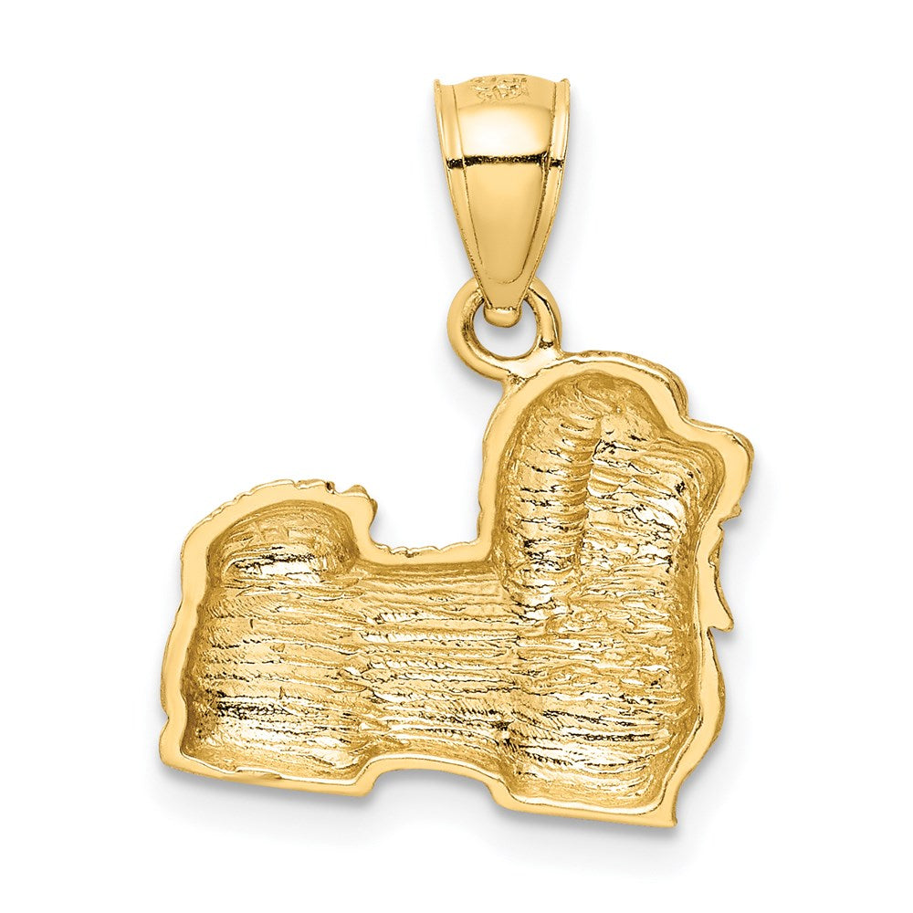 14k Yellow Gold 16 mm Diamond-cut Shih Tzu Pendant (1.55 grams)