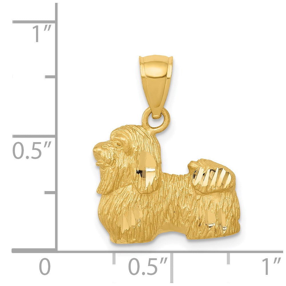 14k Yellow Gold 16 mm Diamond-cut Shih Tzu Pendant (1.55 grams)